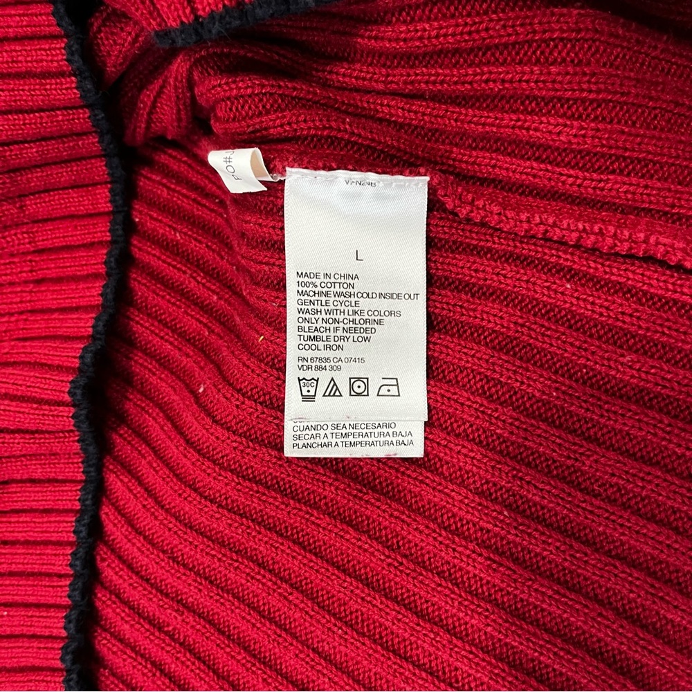 Nautica Sweater Men's Size L Mock Neck Pullover Navy Red Long Sleeve Zip - Picture 3 of 6